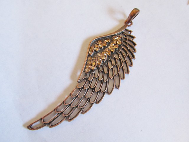 Wing antique copper pendant #HU13-32 - Click Image to Close